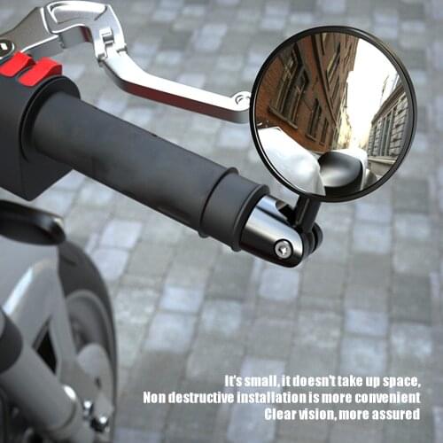 2 Pcs Motorcycle Rearview Handlebar Plane Mirror Motorbike Bicycle Handle Bar Side Back Rear View Mirrors Angle Adjustable