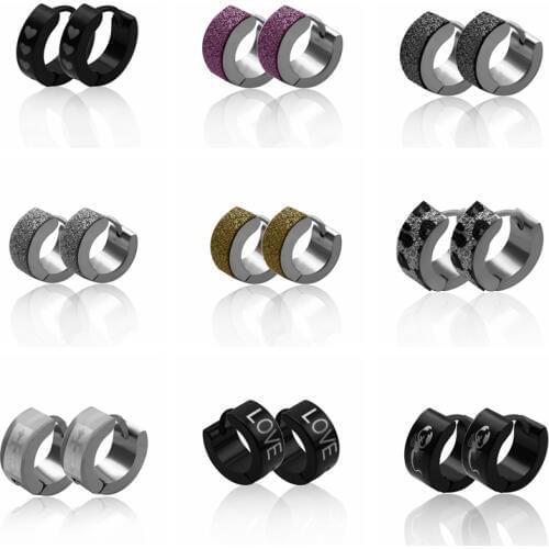 30 Pairs Mix Stainless Steel Stud Earrings Wholesale For Women Black Staement Ladies Circle Ear Buckle Jewelry