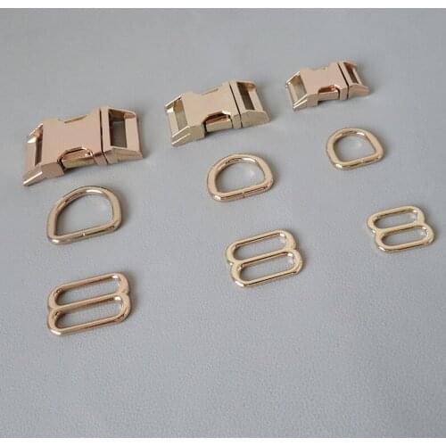 50Sets/Pack Wholesale Strong Metal D Ring Buckle Adjuster Hardware For Dog Collar Paracord Harness Belt Straps Loop Accessory