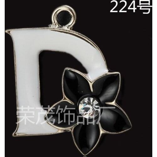 50pcs/lot Cute Black&White flower Metal Gold color Enamel Flower Charms for DIY Bracelet Necklace Jewelry Making