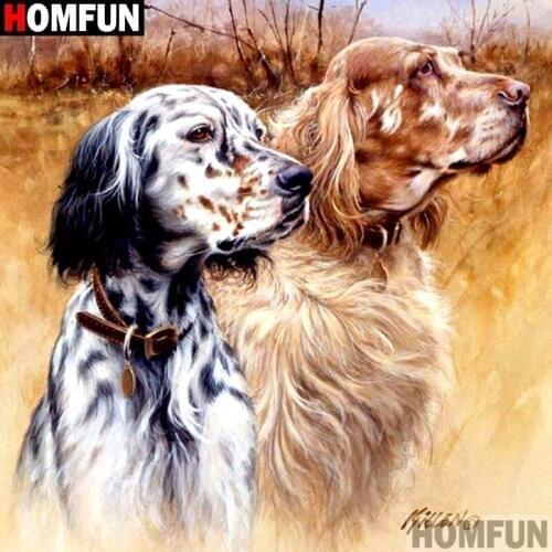 HOMFUN Full Square/Round Drill 5D DIY Diamond Painting "Animal dog" Embroidery Cross Stitch 5D Home Decor Gift A16294