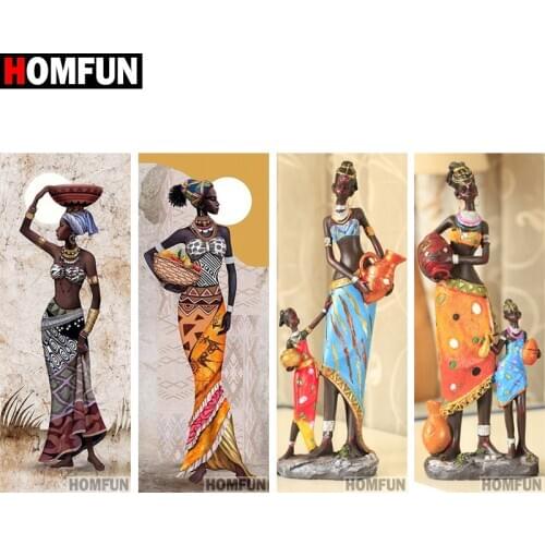 HOMFUN Diamond Painting Cross Stitch "African woman" Full Square Round Diy 5d Diamond Embroidery Picture Rhinestone Art