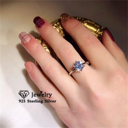 CC Women Ring 1.25ct Cubic Zirconia Roung Stone Wedding Engagement Bridal Fashion Jewelry Simple Bjoux Drop Shipping CC633