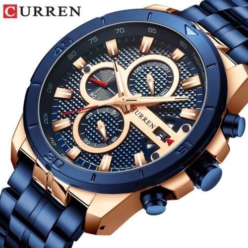 Stainless Steel Business Quartz Men Watch Luxury Chronograph Watches CURREN Wristwatches Men Relogio MasculinoZegarek Meski