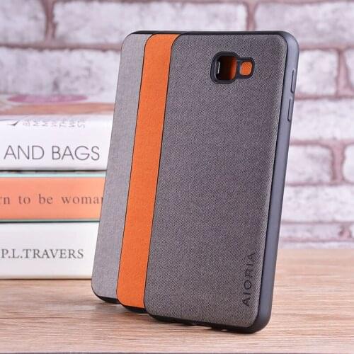 Case for Samsung Galaxy J4 J5 J6 J7 Prime coque Luxury textile Leather skin soft TPU hard PC
