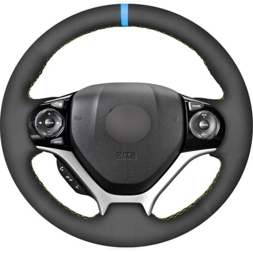 Black Suede Hand Sew Comfortable Soft Steering Wheel Cover for Honda Civic Civic 9 2012 2013 2014 2015