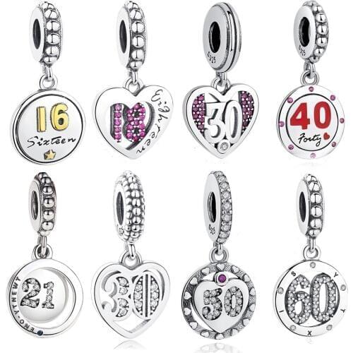 European 925 Sterling Silver 16 Pendant Charm Crystal Beads Fits Charm Silver 925 Original Bracelet DIY Jewelry Making