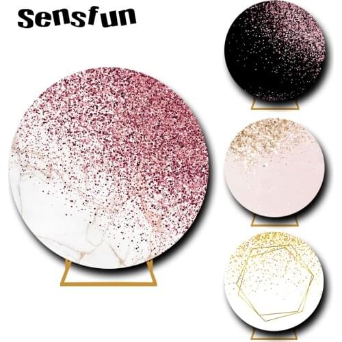 8 Options Marble Bokeh Glitter Round Circle Backdrop For Photography Wedding Lady Woman Birthday Party Background Cover Custom
