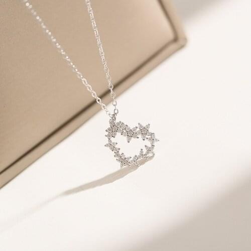 Personality Design Five-pointed Star Love Heart Pendant 2021 Fashion OL Style Lady AAA Zircon Necklace for Women Wedding Jewelry
