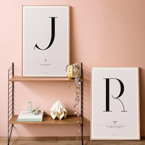 Canvas Painting Custom Name Letters Initial Blue Baby Nursery Printed Kids Room Wall Art Decoration 26 English Alphabet Symbol