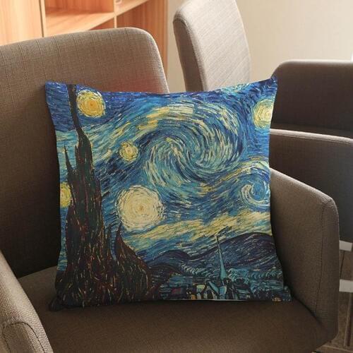 Van Gogh Oil Painting The Starry Night Over The Rhone Pillow Cases Home Office Gallery Sofa Chair Decorative Cushion Cover 45x45