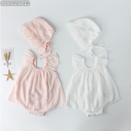 Baby Rompers Summer 2019 Baby Girl Clothes Cotton Ruffle Newborn Baby Clothes Infant Baby Girls Romper Girl Jumpsuit With Hat