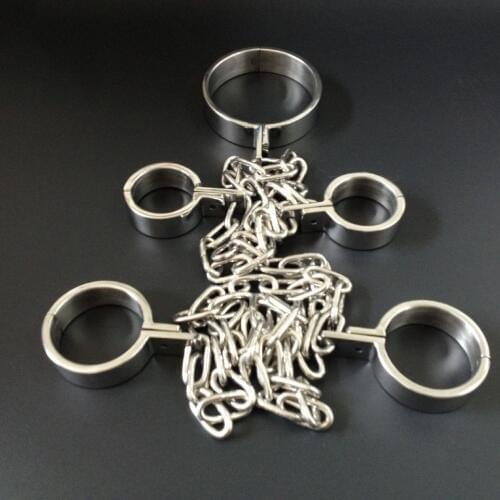 Hand ankle cuffs neck collar stainless steel bondage restraints sex tools leg irons handcuffs collars metal slave bdsm toys