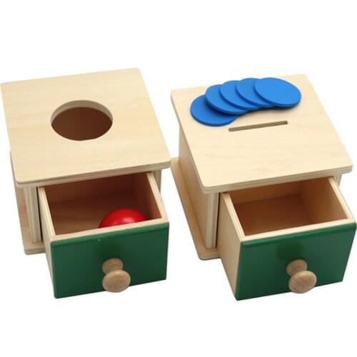 Montessori Materials Match Box Ball Box Coin Box Piggy Bank Set Toys For Toddler Solid Wood Infant Basic Life Skill Toy 8-24 Mon