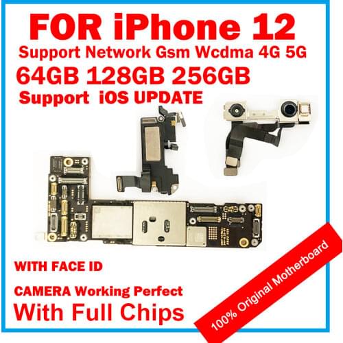 100% Unlocked Motherboard For iPhone 12 Main board With Face ID Motherboard IOS Logic Board With Full Chips