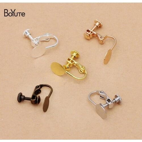 BoYuTe (20 Pieces/Lot) Metal Brass 14*17MM No Pierced Ear Clip with 8MM Base Diy Handmade Earrings Jewelry Accessories