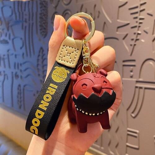 Cute Cartoon Mechanical Dog Keychain Child Girl Boy Women Strap Rope Band Trinket Key Chains Car Bag Pendent Charm KeyRings