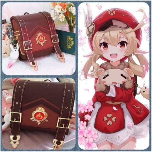 Klee bag Genshin Impact Klee Spark Knight Cute Backpack Shoulder Loli Bag Game Klee Cosplay Prop Wig Shoes Halloween Accessories