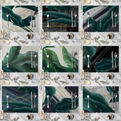 Fashion Print Rectangle Cotton Linen Western Style Table Pad Cut Mats Placemat for Dinner Kitchen Table 40x30cm