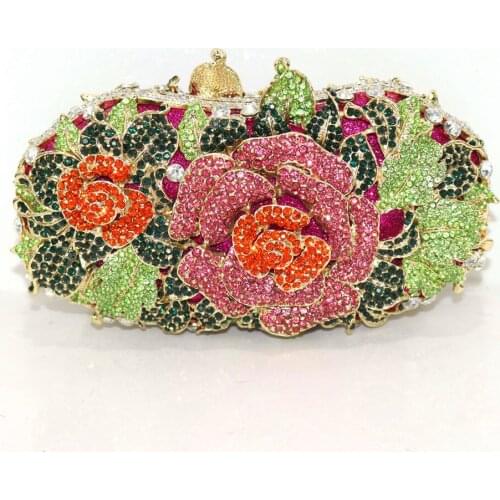 Latest Design Flower Shape Diamond Purse Luxury Handbags Hollow Out Style Women Evening Bags Sequined Wedding Party Clutches