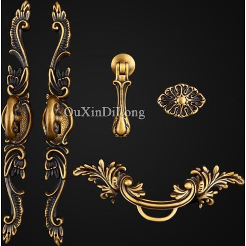 NEW 5Pair or 10PCS Brass Furniture Handle European Antique Style Drawer Wardrobe Cupboard Cabinet Kitchen Pulls Handles & Knobs