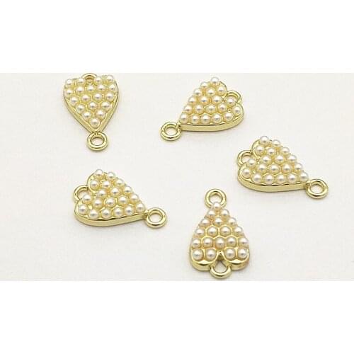 New Arrival! 19x12mm 100pcs Imitation pearls Heart Connectors for Handmade Earring DIY Parts,Jewelry Findings & Components