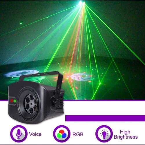 New LED Disco DJ Light RGB Stage Effect Light Remote Control Laser Projector Lights with Smart Sound Control for Bar KTV Party