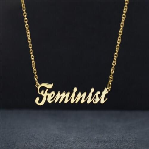 Handwritten Necklace Girl Women Jewelry Pendant Unique Feminist Choker Chain Necklace BFF Ketting Bijoux Femme Christmas Gift