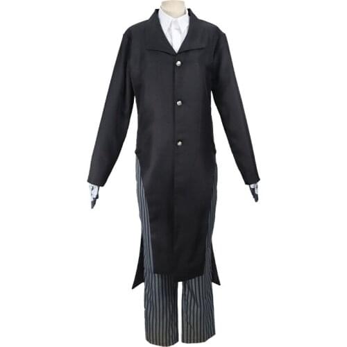 Anime Demon Slayer Enmu Dream Cosplay Costume Wig Black Uniform Coat Shirt Pants Gloves Halloween Party