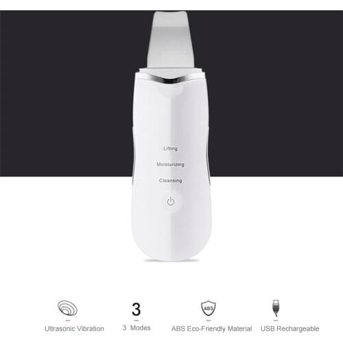 Rechargeable Ultrasonic Face Skin Scrubber Facial Cleaner Peeling Vibration Blackhead Removal Skin Pore Deep Cleaning Machine