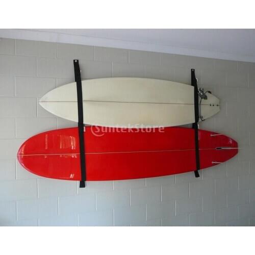 Surfboard Longboard Sling Wall Storage Securing Strap / Rack System SUP Garage Hanger Keeper - Holds 2 Boards