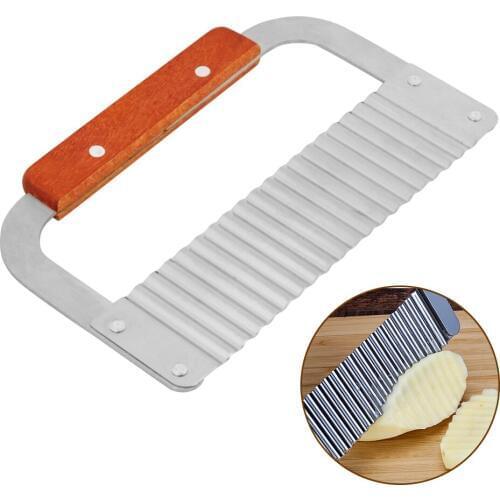 Hardwood Handle Crinkle Wax Vegetable Soap Molds Cutter Wavy Slicer Tool Easy To Slice And Clean Corrugated With Wooden Handle