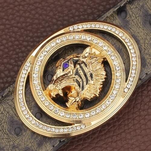 High Quality tiger slide buckle belts genuine leather designer belts Grey 3.8cm Girdle Wide Waist Strap luxury cintos masculino