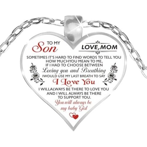 Romantic Heart Necklace Rose Flower To My Wife Daughter Pendants Necklaces For Women Girls Jewelry Love Gifts