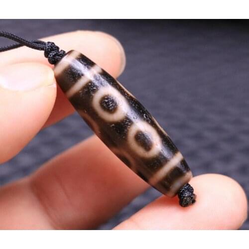 Roryal Collectible Energy Tibetan Old oily Agate Bloody Dragon vein 8 eye dZi Bead
