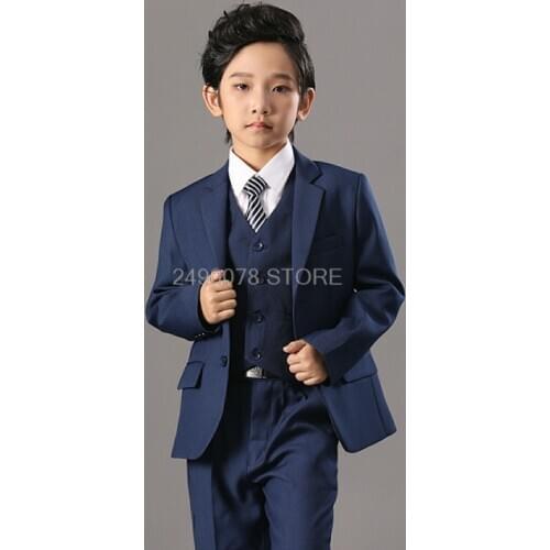 Flower Boys Luxurious Wedding Suit Kids Jacket Vest Pants 3Pcs Dress Children Enfant Garcon Mariage Show Performance Costume