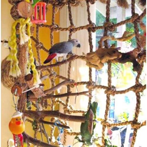 Bird Climbing Net Hemp Rope Parrot Swing Play Rope Ladder Hanging Rope Stand Net Chew Toy with Buckles Play Gym Toys