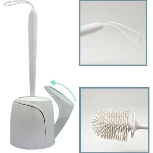 Silicone TPE Toilet Brush Cleaning Brush Tools Bathroom Accessories Sets For WC Head Flexible Soft Bristles Brush