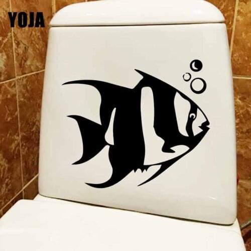 YOJA 24.1X20CM WC Toilet Decal Cartoon Fish Sea Ocean Bathroom Living Room Mural Wall Sticker T5-0474
