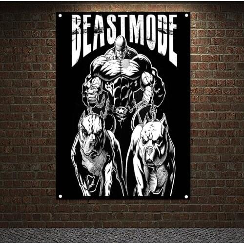 Gym Wallpaper Canvas Painting Workout Bodybuilding Tapestry Home Decoration Gift Man Muscular Body Banners Flags Wall Hanging D4