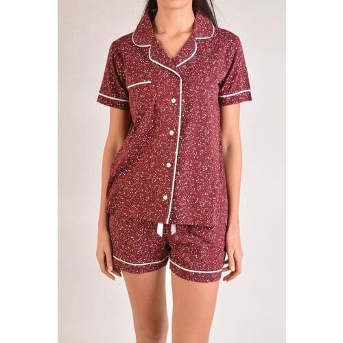 Women Shorts Pajamas set Short Sleeve Buttoned Pockets Cotton