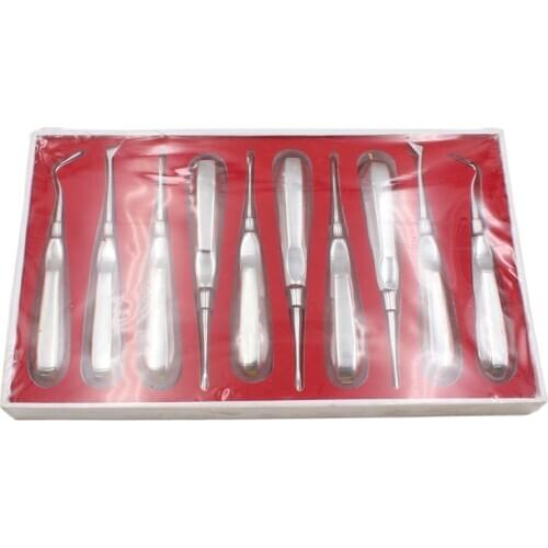 10pcs Dental Elevator Teeth Extraction Tooth Extracting Forceps Stainless Steel Curved Root Lift Elevator Dentist Surgical Tool