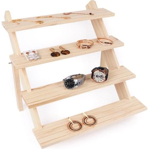 2/3/4 Layer Wooden Ear Stud Holder Earring Stand Display Rack Luxury Jewelry Stand Display Holder Rack Tower
