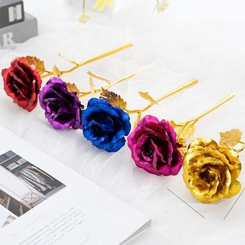24K Gold Forever Rose Artificial Dipped Flower Valentines Day Gift for Her Rose Red