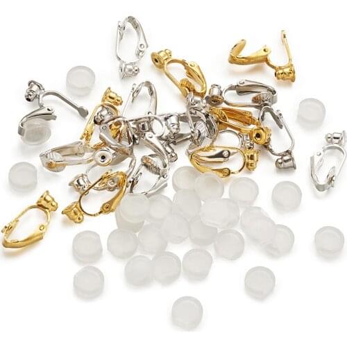 30pcs Golden Silver Color Brass Clip On Earring Findings Anti-pain Pad French Ear Clip Spiral Earrings DIY Jewelry Making