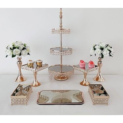 7pcs -18pcsHome party display stand wedding decoration wrought iron birthday tray dessert fudge desktop afternoon tea cake stand