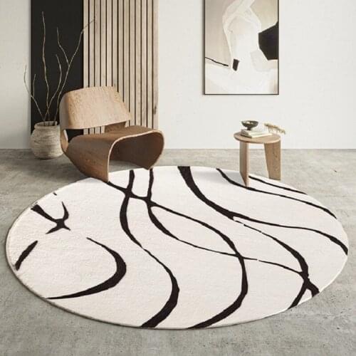 Abstract Striped Bedroom Bedside Area Rug Nordic INS Style Soft Round Carpet Living Room Hanging Basket Chair Non-Slip Floor Mat