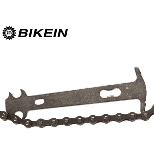 BIKEIN 140*47.5mm Steel Bike Chain Wear Indicator Handle Rules Bicycle Chain Checker Repair Measure Tool for all Bike Chains