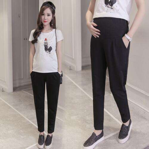 Make pregnant women trousers loose bracket abdomen trousers nine points haroun pants summer slacks thin kind of little black tro