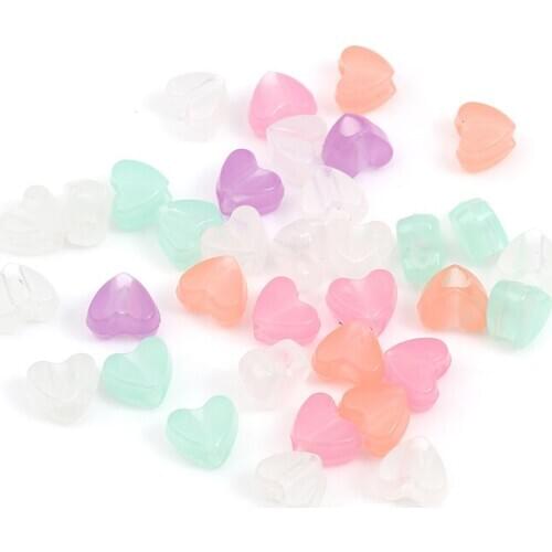500 PCs Acrylic Beads Pentagram Star Heart Round At Random Color Glow In The Dark Bead For DIY Jewelry Making Accessories
